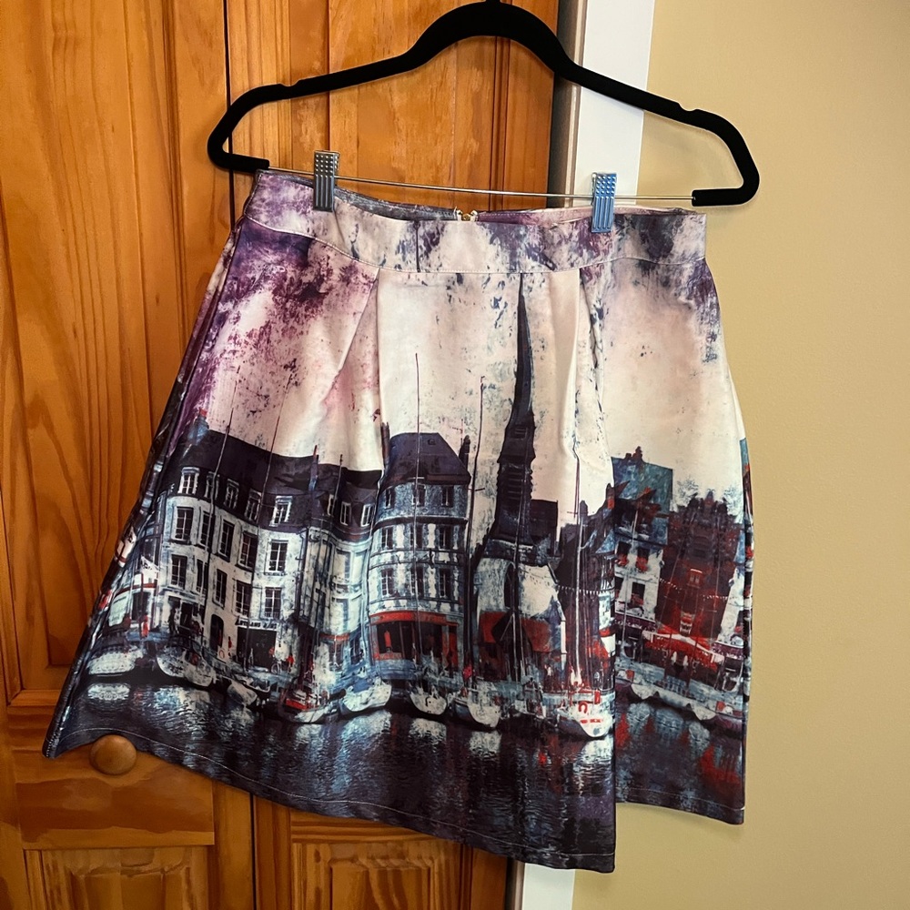 Scenic Print A-Line Mini Skirt Size XL